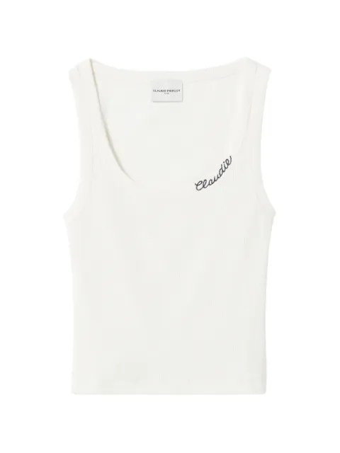 Claudie Pierlot embroidered ribbed-construction tank top