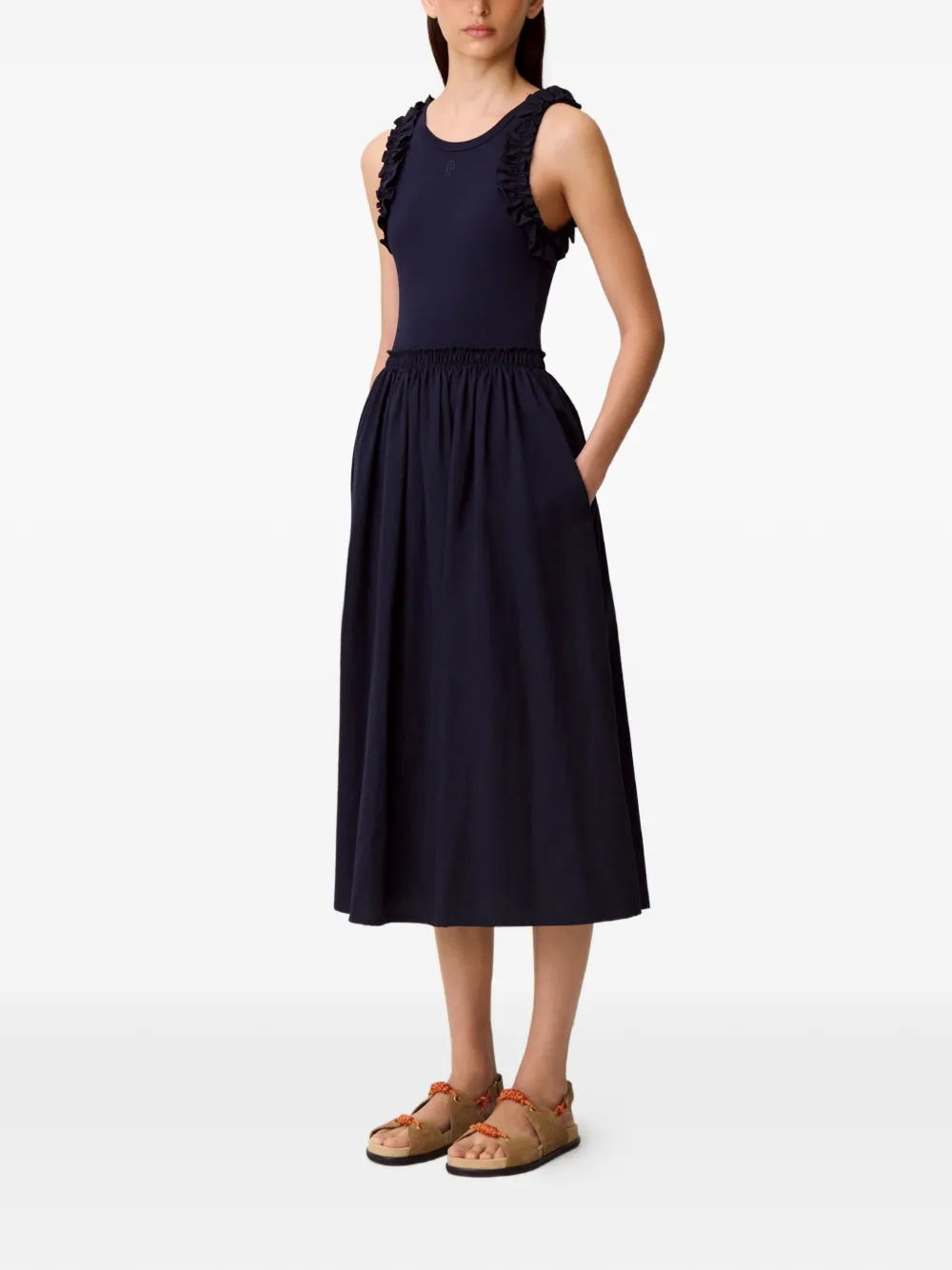 Claudie Pierlot Midi-jurk met ruches Blauw