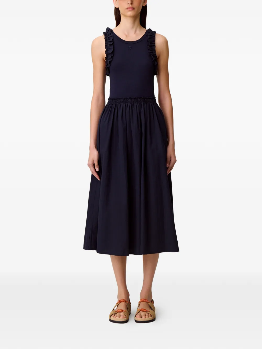 Claudie Pierlot Midi-jurk met ruches Blauw