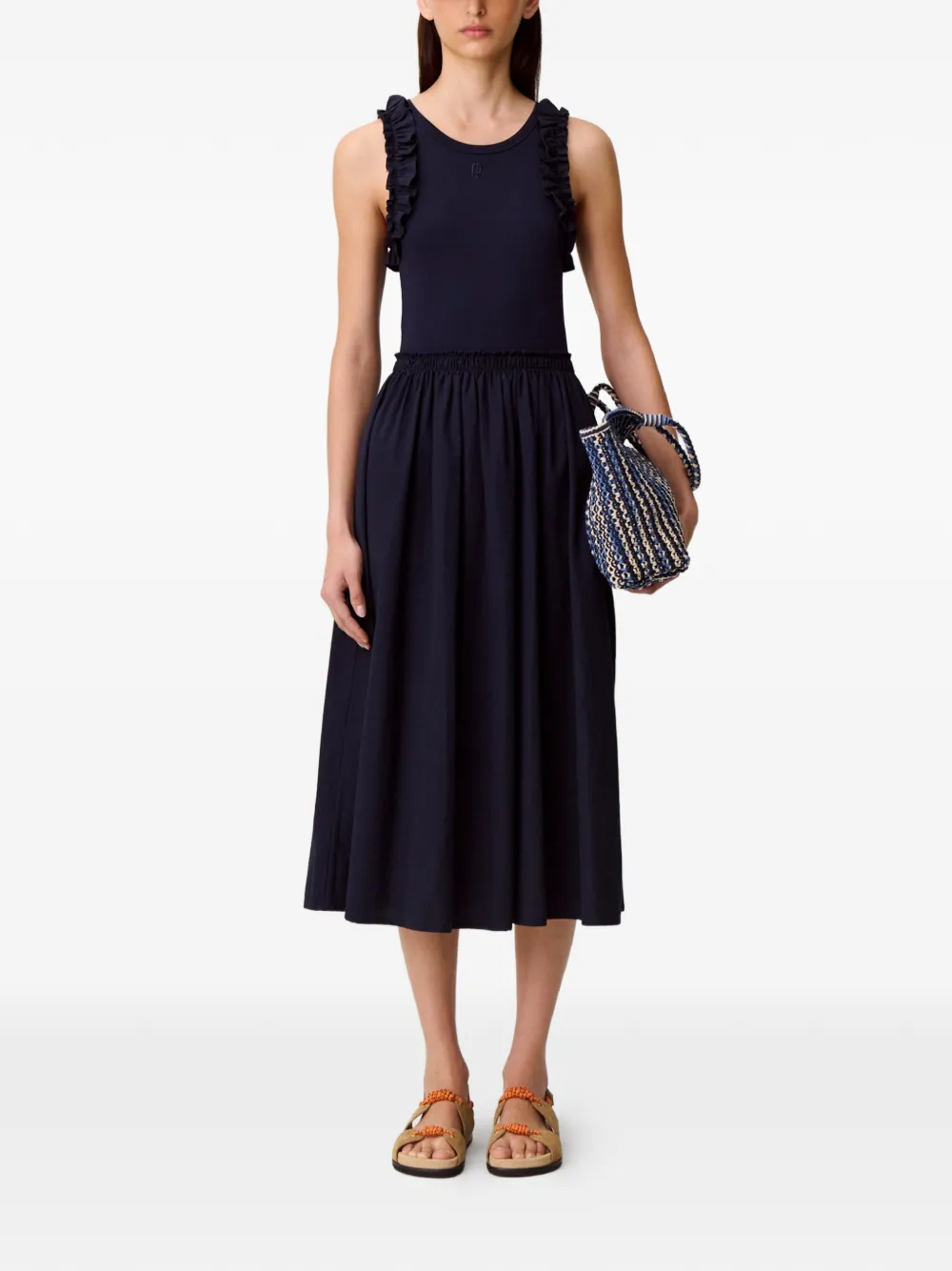 Claudie Pierlot Midi-jurk met ruches Blauw
