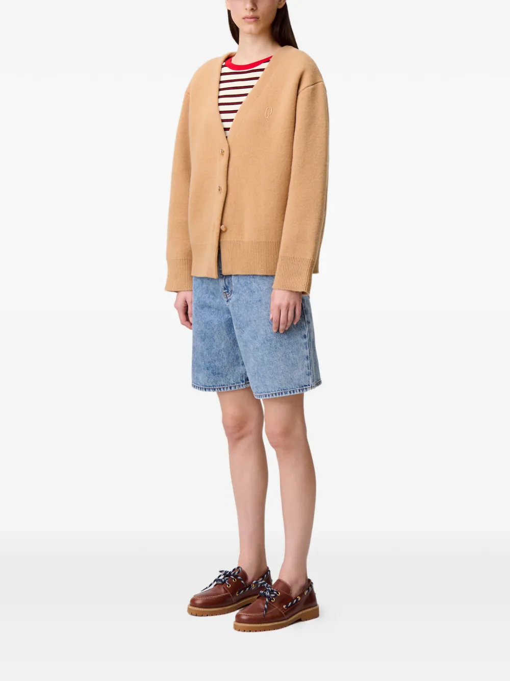 Claudie Pierlot Vest met knopen en geborduurd logo Beige