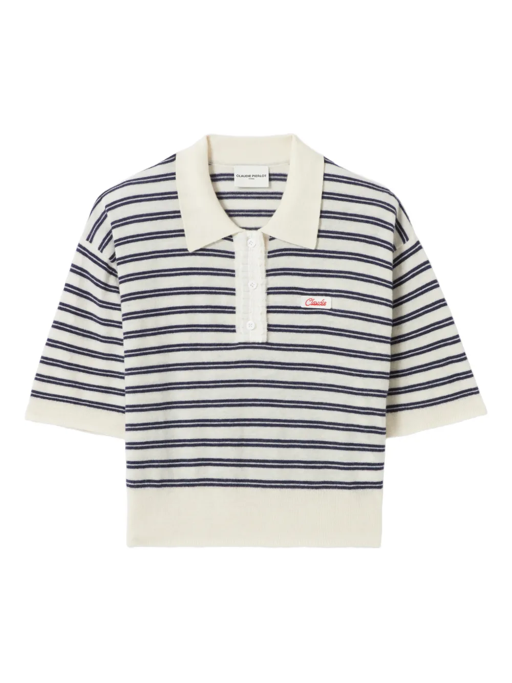 Claudie Pierlot Polo a righe con ricamo - Toni neutri