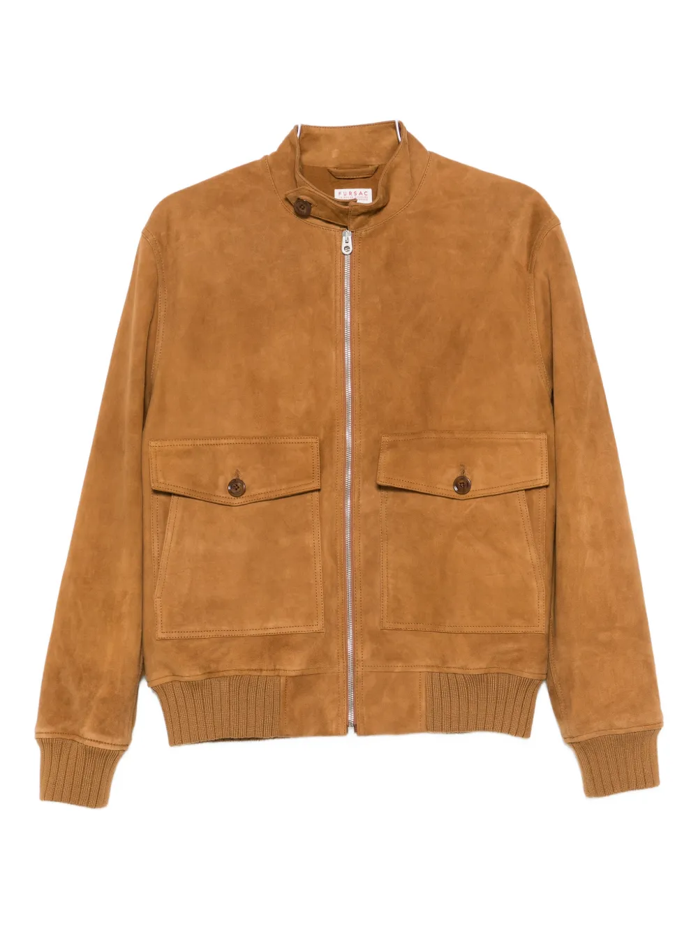 FURSAC Giacca in pelle scamosciata con zip - Marrone