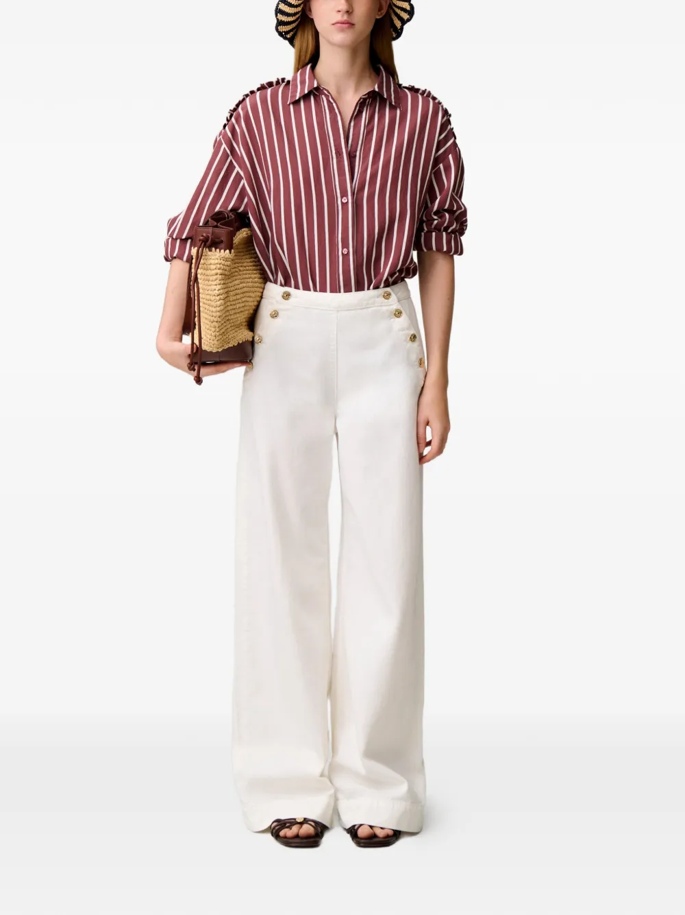  Claudie Pierlot Vaqueros Rectos Con Botones - Blanco 