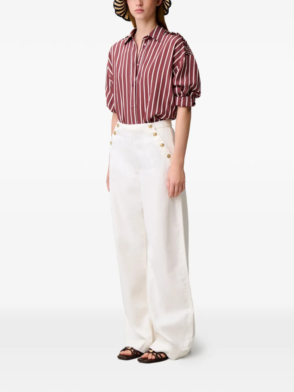  Claudie Pierlot Vaqueros Rectos Con Botones - Blanco 