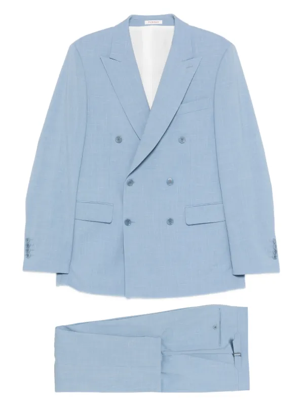 FURSAC Button Fastening Wool Suit in Blue
