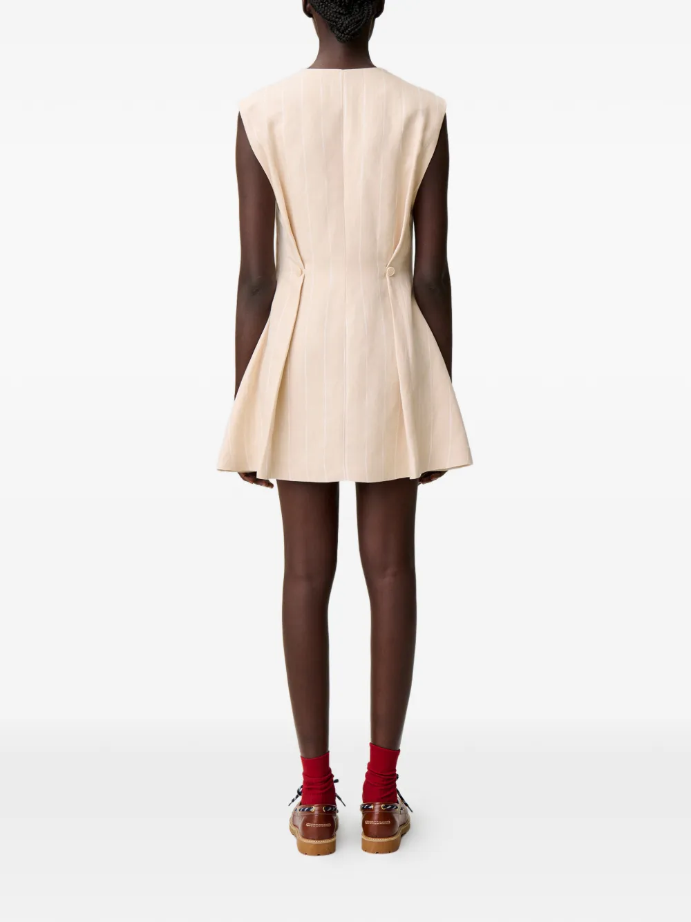 Claudie Pierlot Gestreepte mini-jurk met knopen Beige