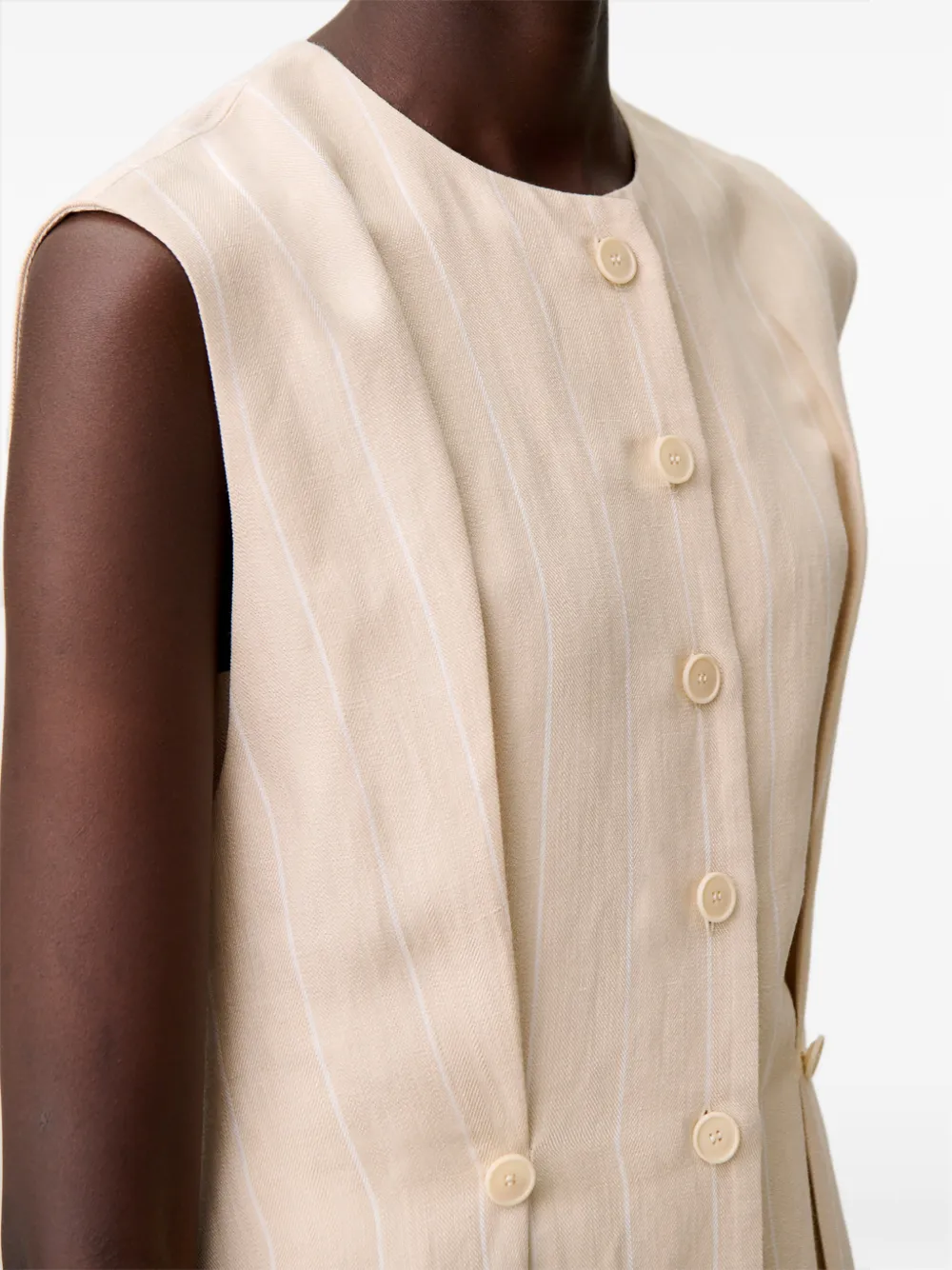 Claudie Pierlot Gestreepte mini-jurk met knopen Beige