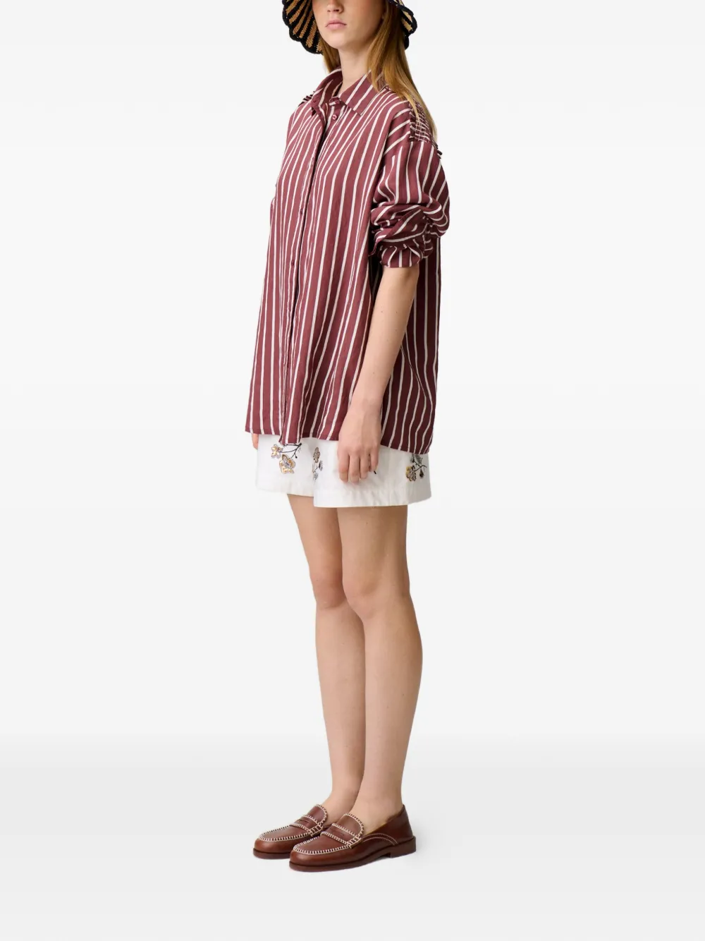 striped ruffled shirt
