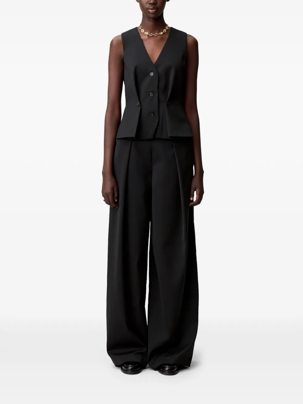 Claudie Pierlot Broek met knoopdetail - Zwart