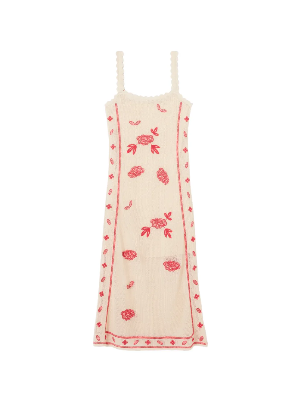 Claudie Pierlot floral-print scalloped-hem knitted dress - Toni neutri