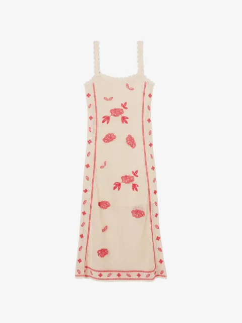 Claudie Pierlot vestido tejido midi con bordado floral