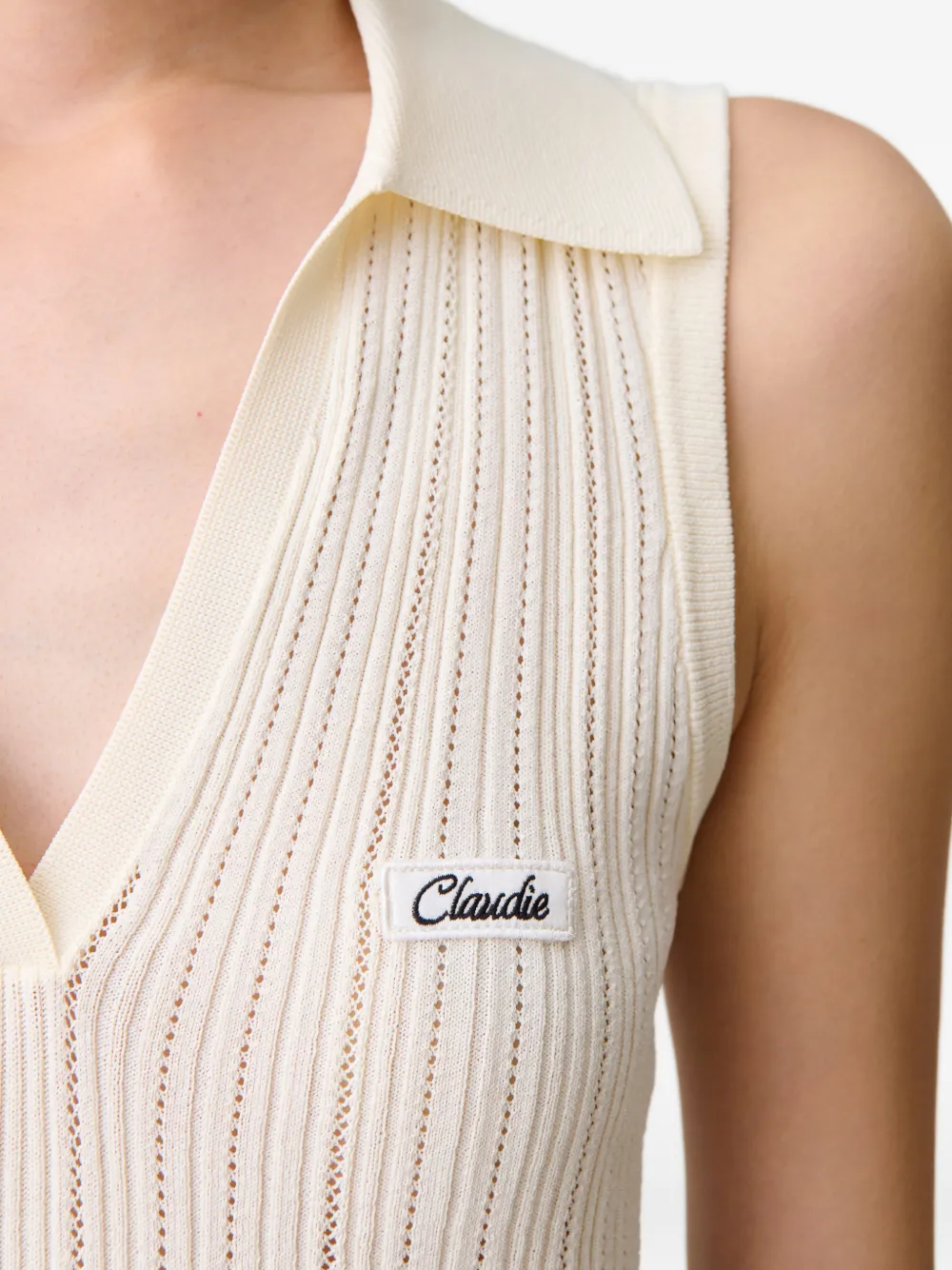 Claudie Pierlot Gestreepte polotop Beige