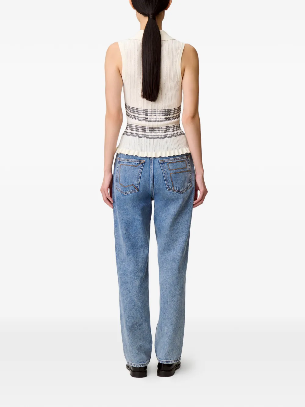 Claudie Pierlot Gestreepte polotop Beige