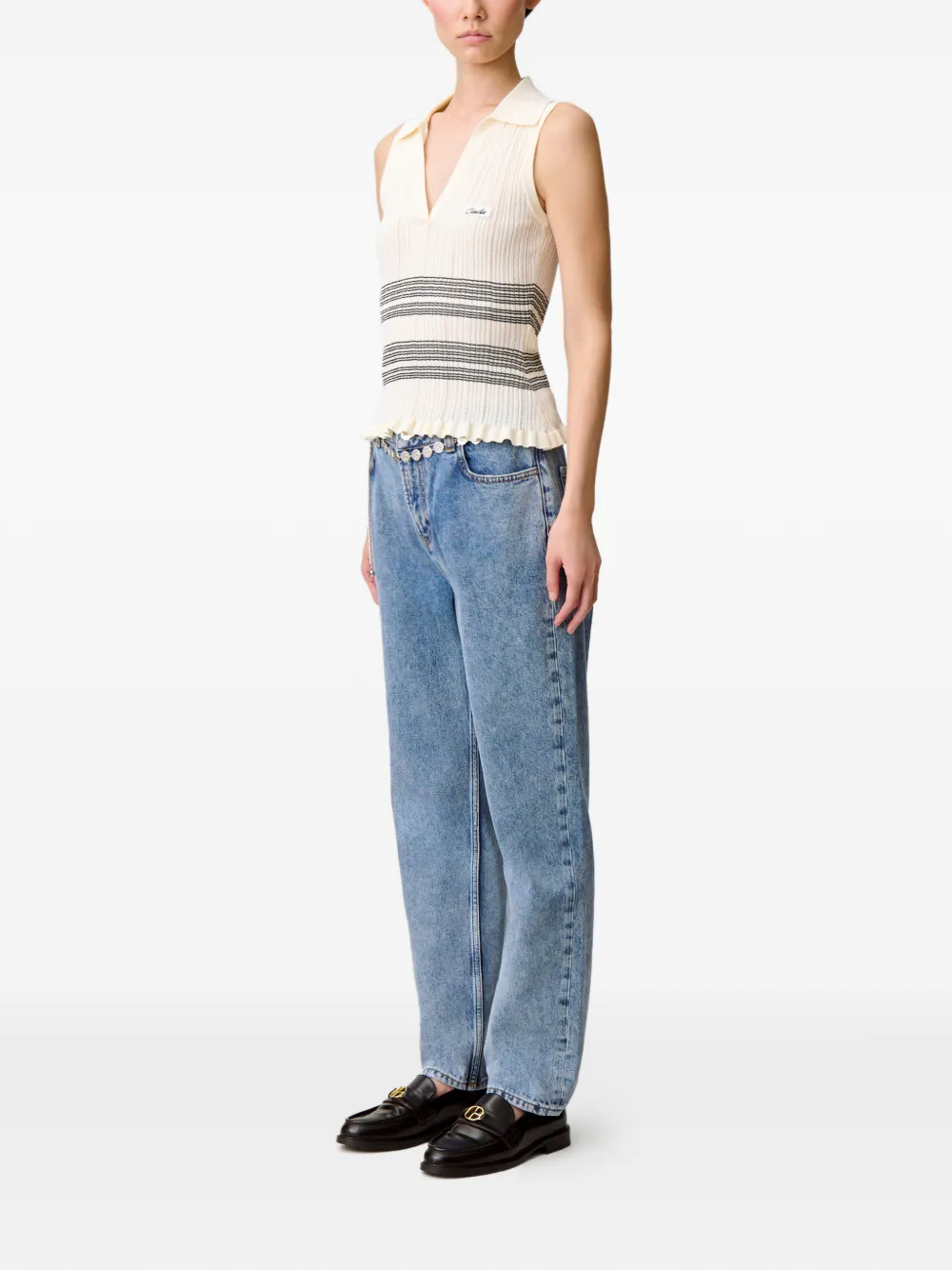 Claudie Pierlot Gestreepte polotop Beige