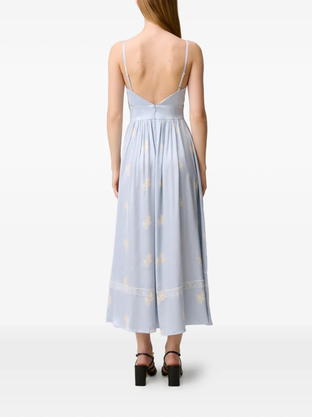 Claudie Pierlot Midi-jurk met geborduurde bloemen Blauw