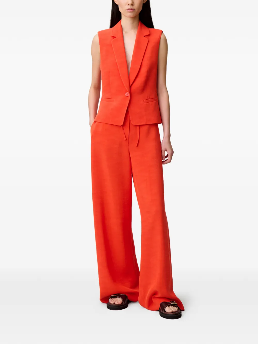 Claudie Pierlot Gilet met knoopsluiting en gestrikte rug Oranje