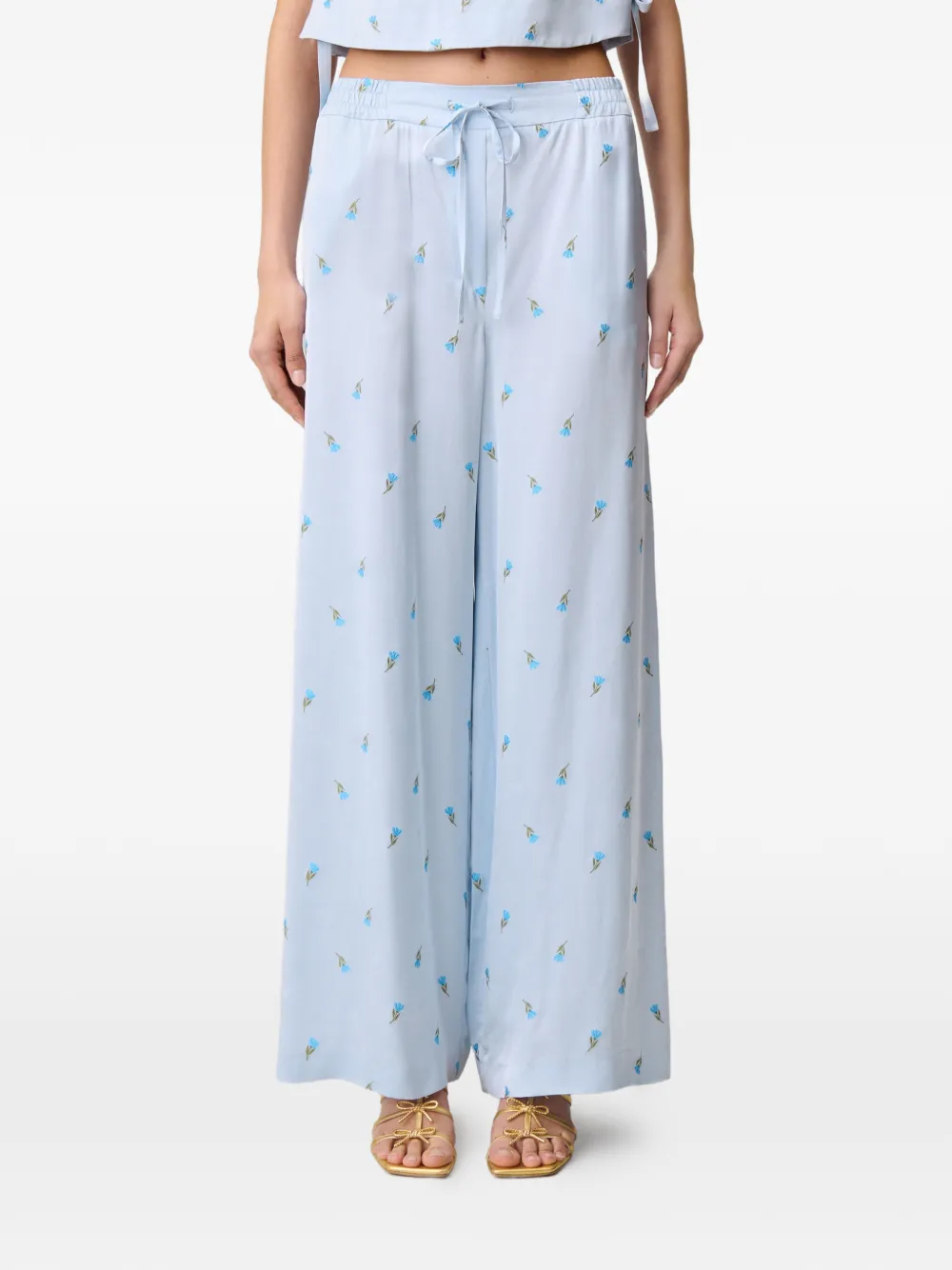 Floral-Pattern Palazzo Trousers