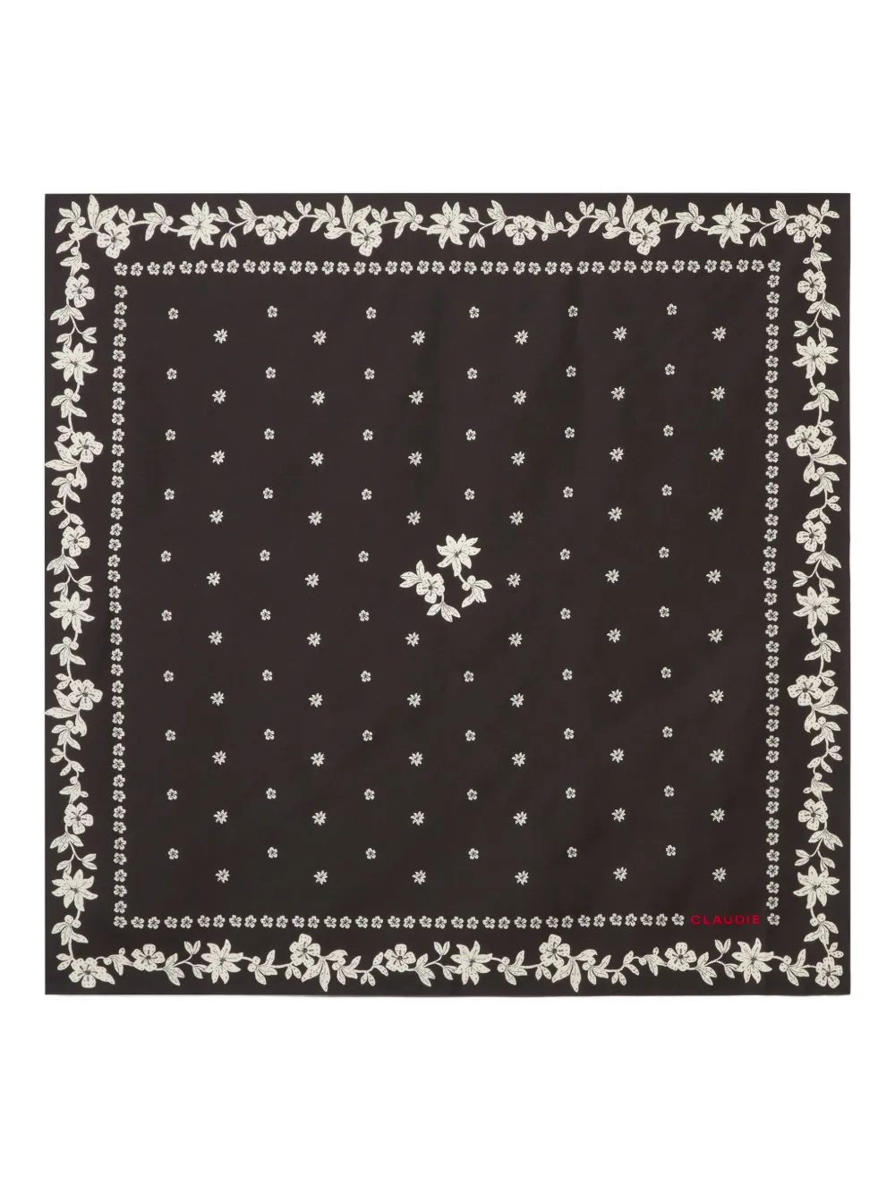 Claudie Pierlot Foulard in seta a fiori - Nero