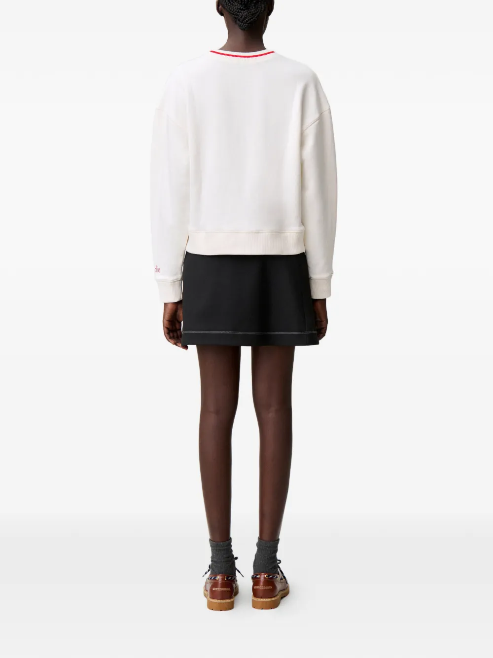Embroidered-Detail Ribbed Sweater