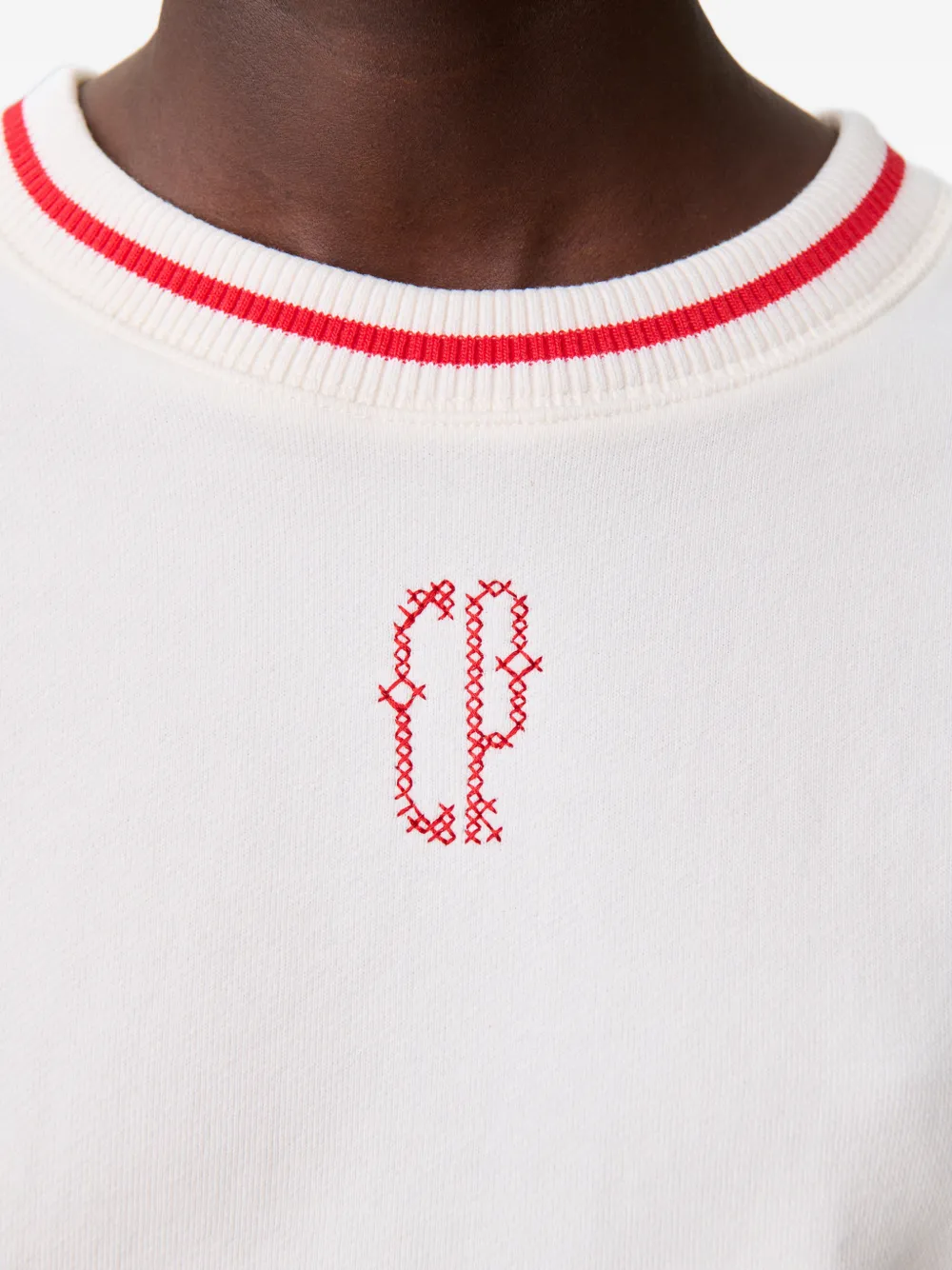 Embroidered-Detail Ribbed Sweater