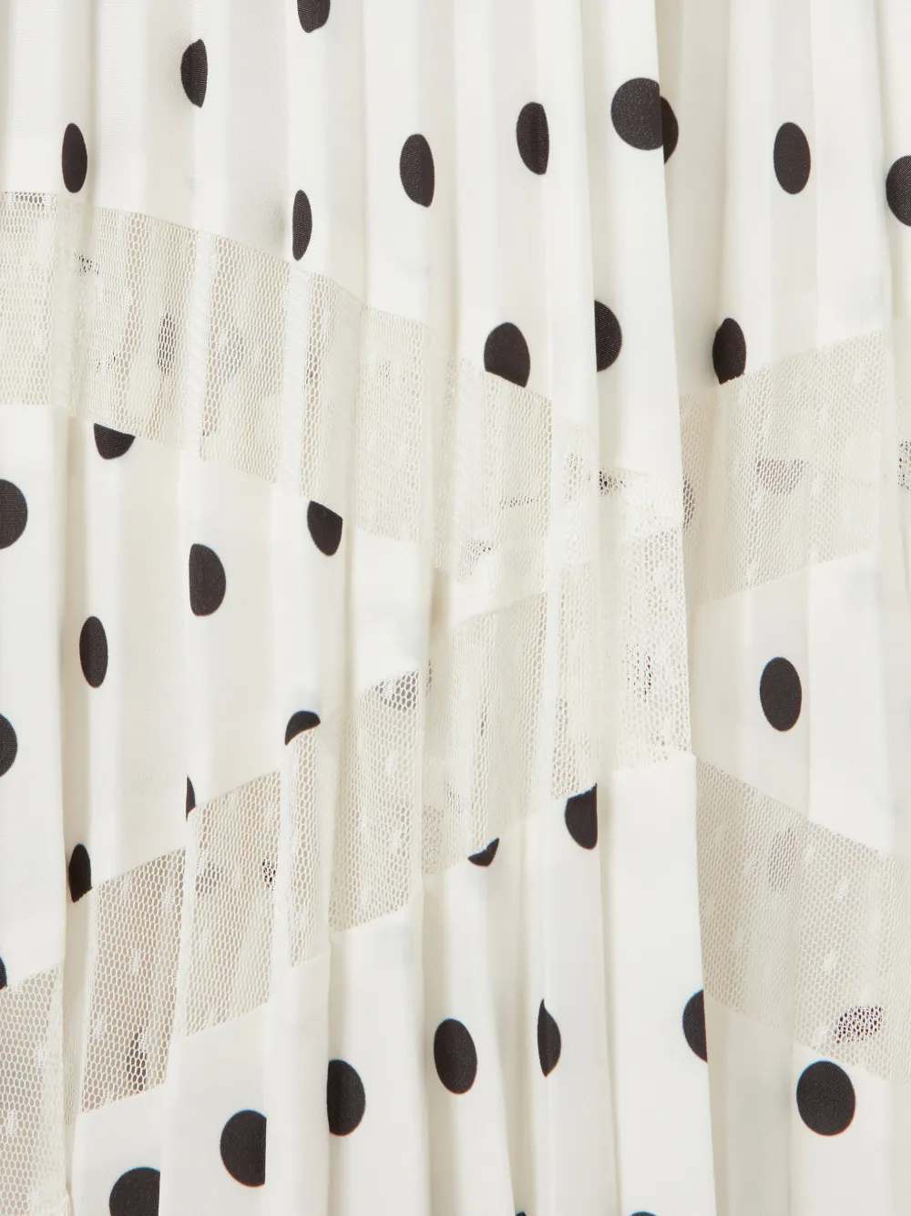 Polka-Dot Lace Band Midi Skirt