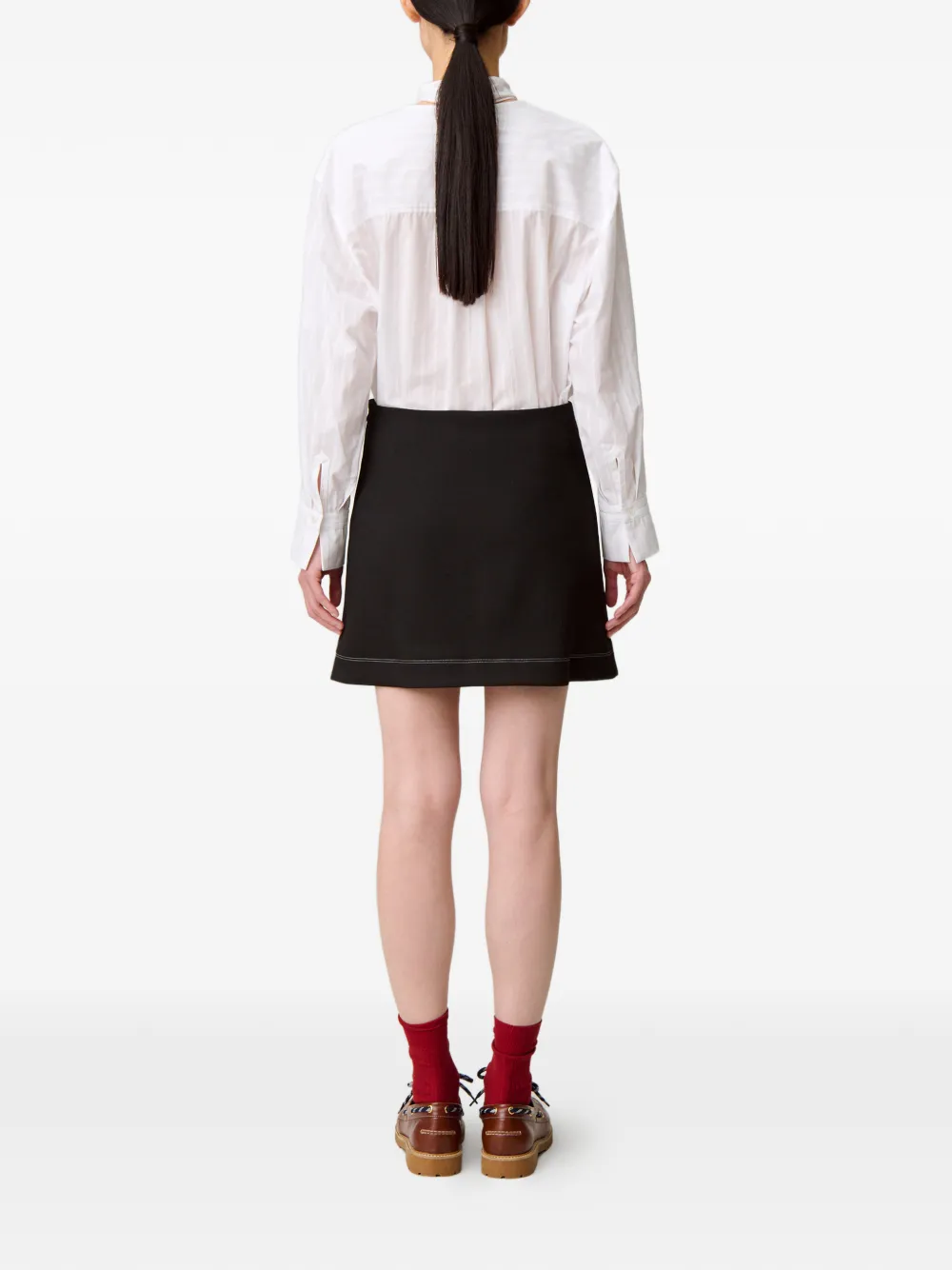 Contrast-Stitch Mini Skirt