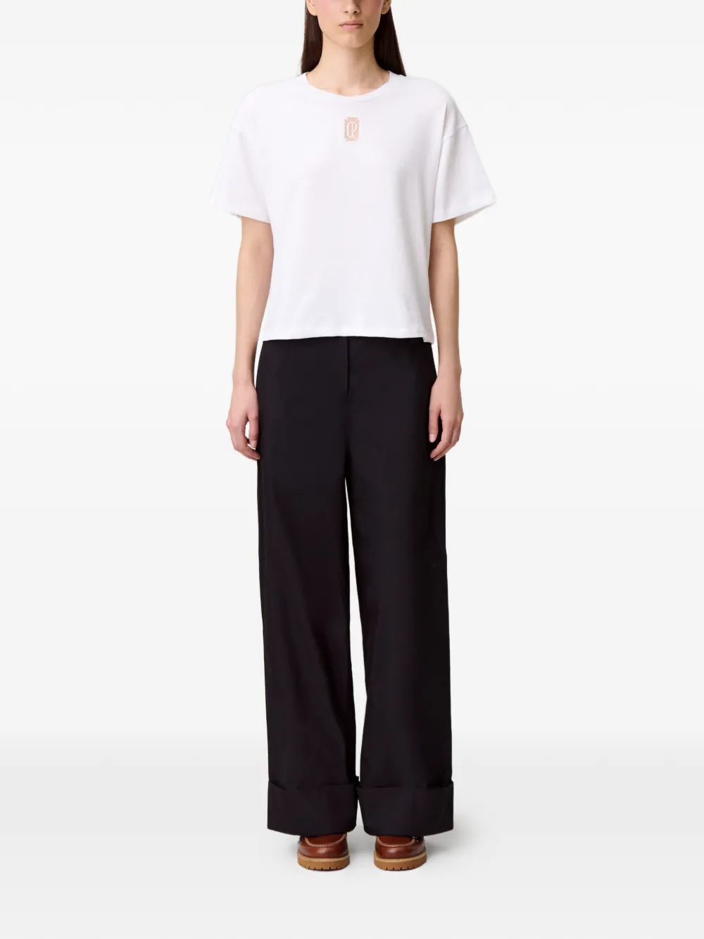 Claudie Pierlot Cropped katoenen T-shirt Wit