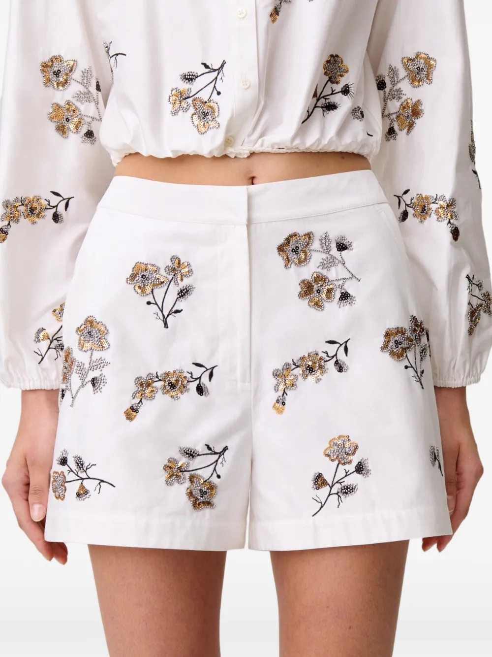 Claudie Pierlot Shorts met bloemenprint Wit