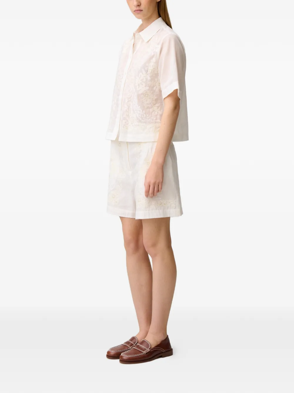 Claudie Pierlot Shorts met borduurwerk Wit