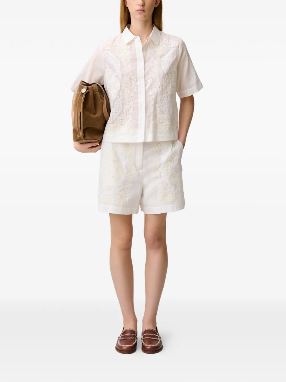 Claudie Pierlot Shorts met borduurwerk Wit