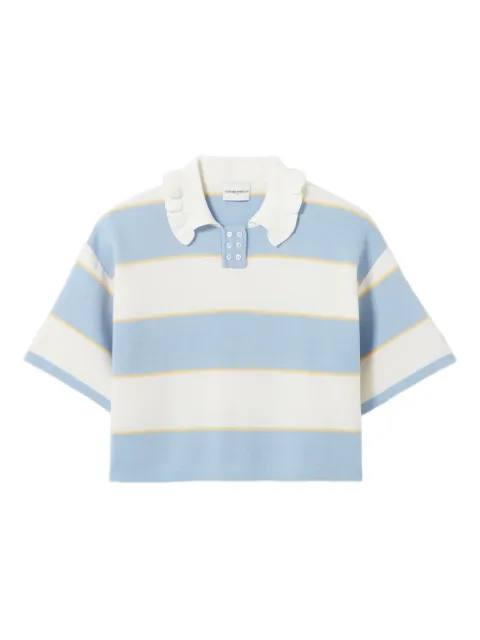 Claudie Pierlot striped ruffled-detail T-shirt
