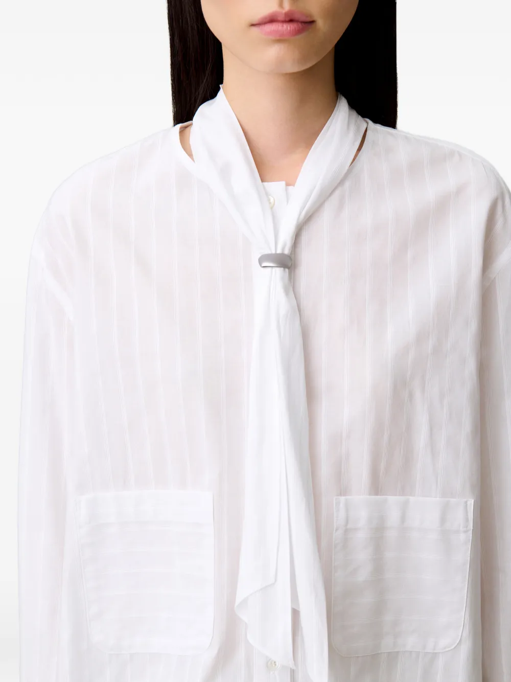 Bow-Detail Pocket Shirt