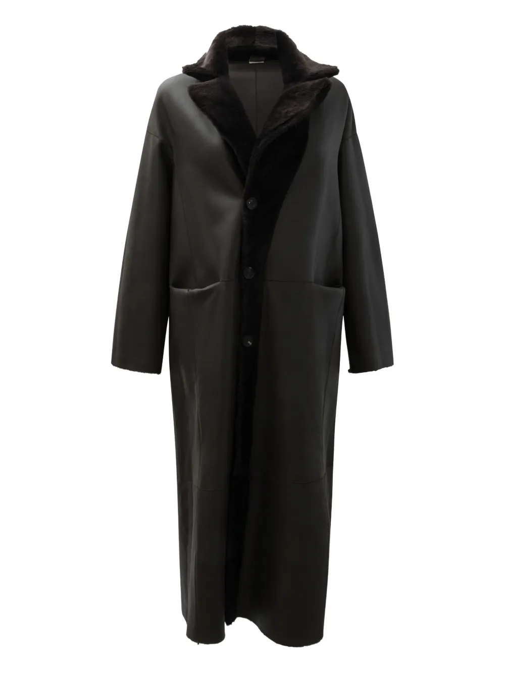 Furling By Giani Button Lambskin Coat In Black