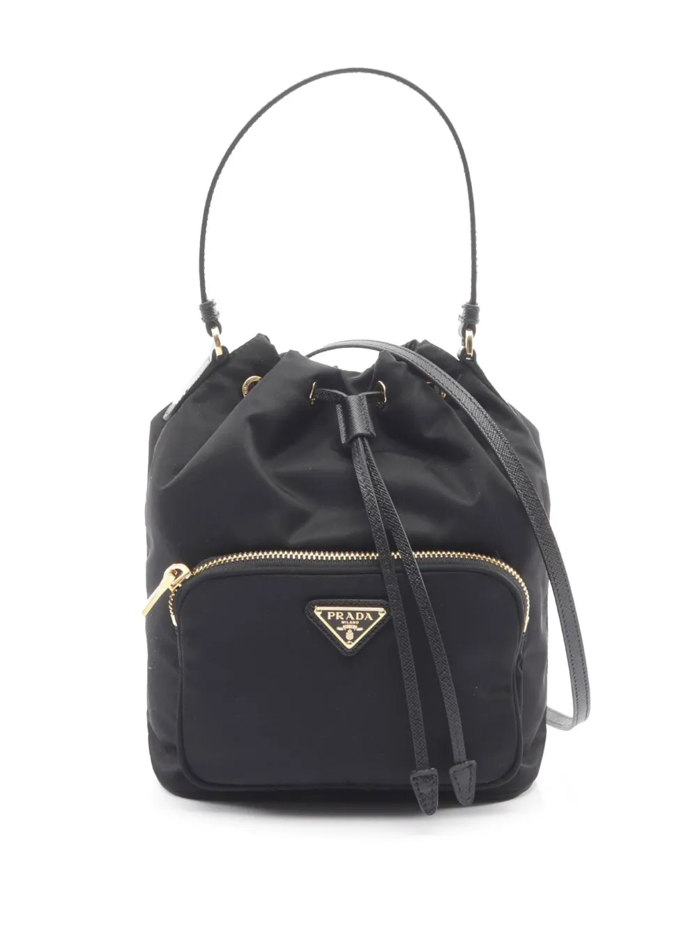 Pre-owned Prada 2013-2025 Tessuto Duet Bucket Bag In Black