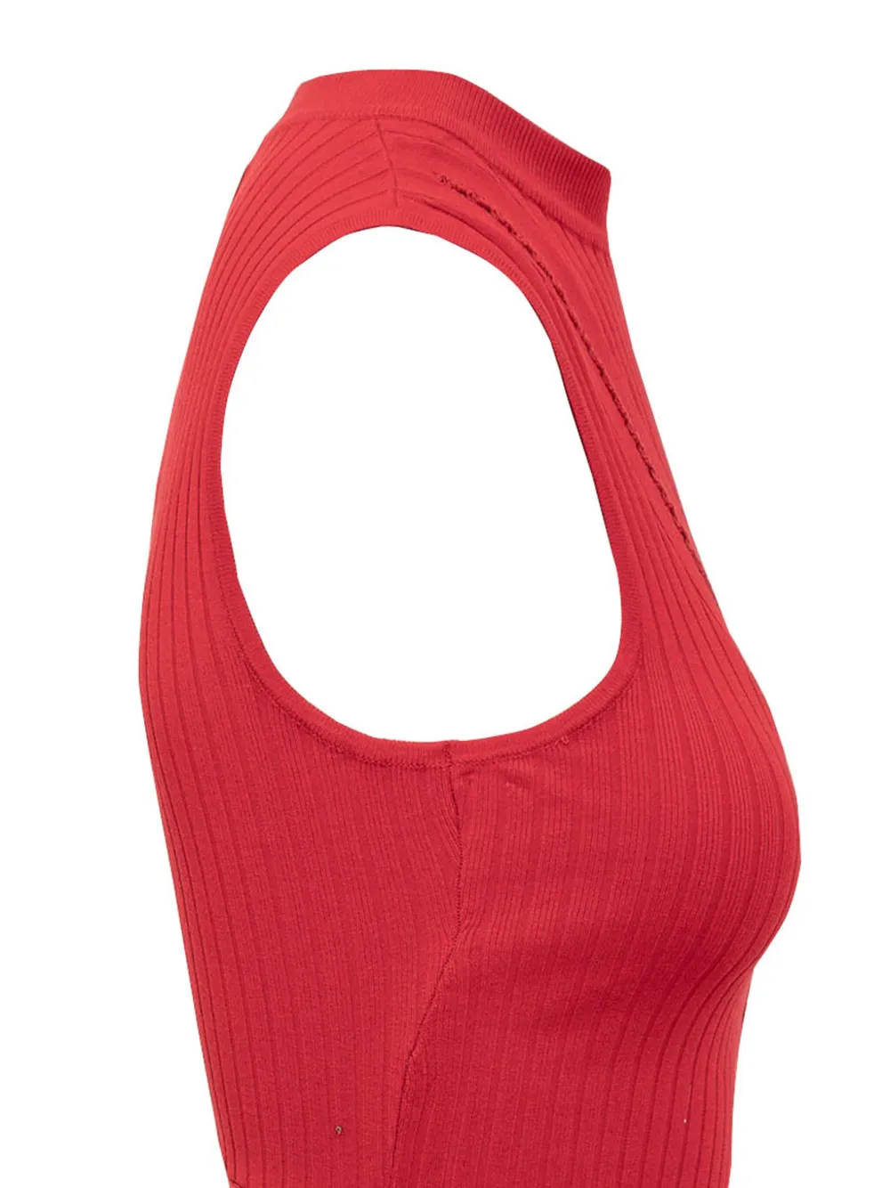 Attico Cut-out Ribbed Top In Red