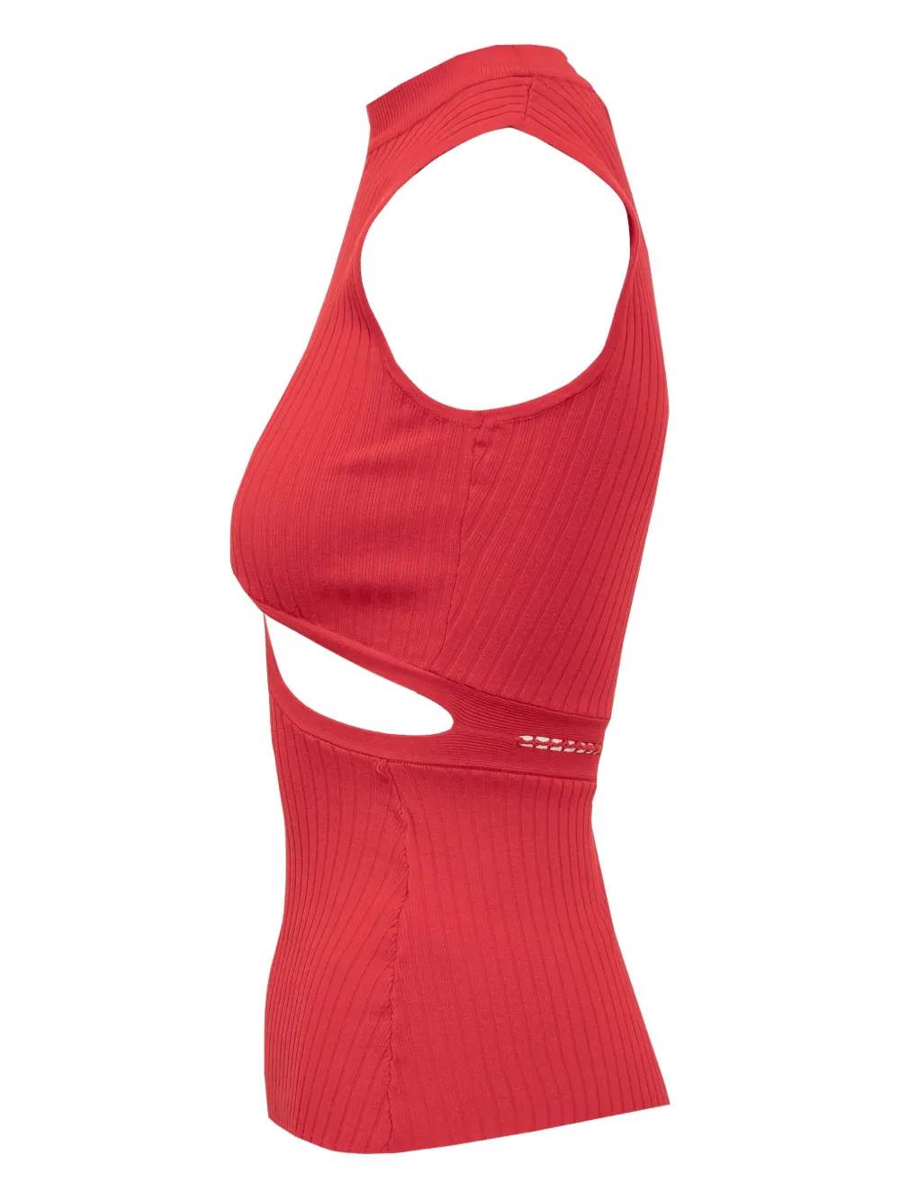 Attico Cut-out Ribbed Top In Red