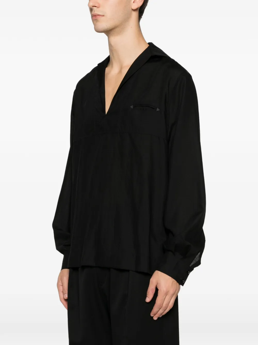 Bode Shadow Cricket Wool Shirt In Black