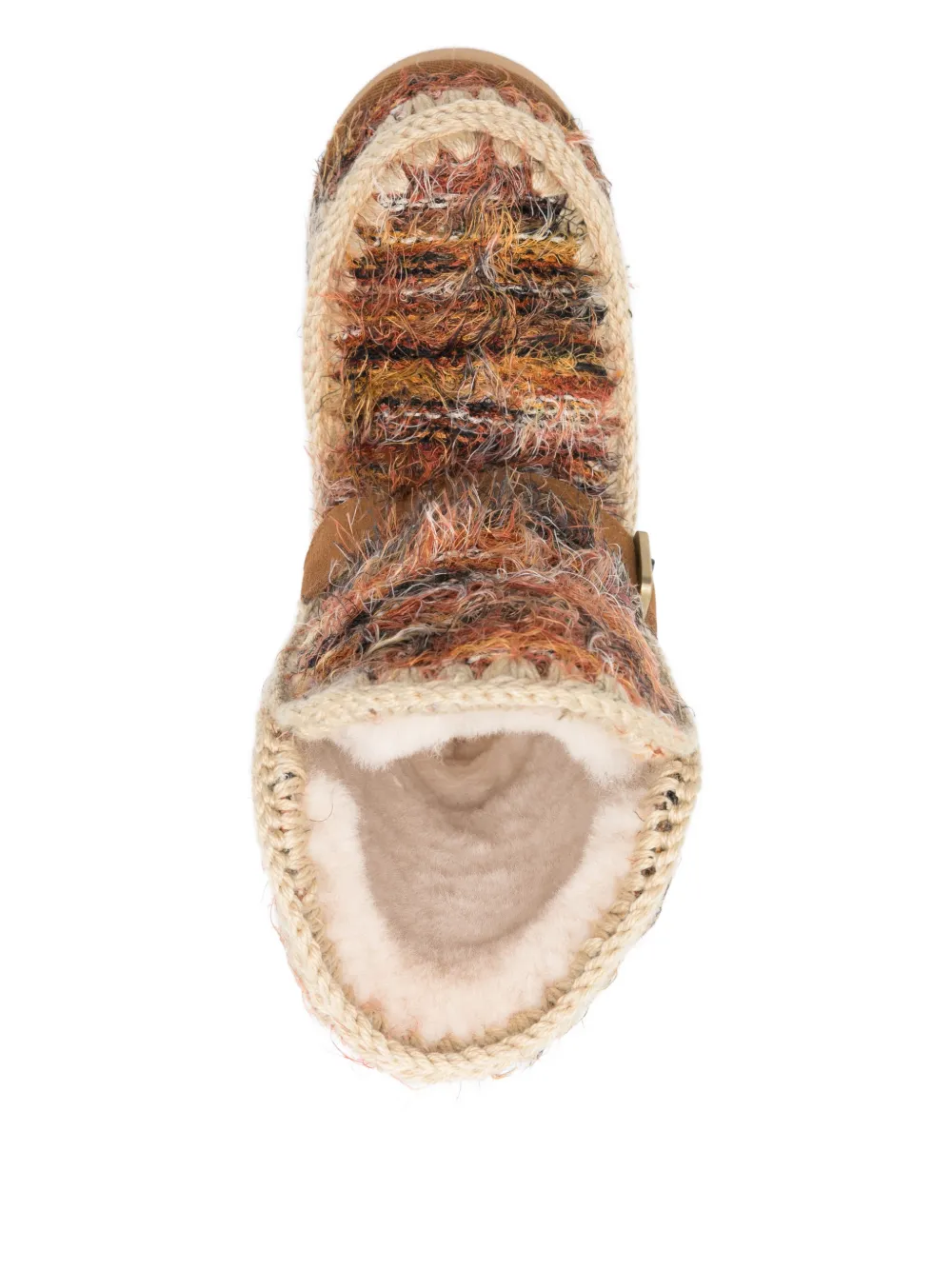 Mou Eskimo 24 Low Heels Ankle Boots In Multicolor Wool In Brown