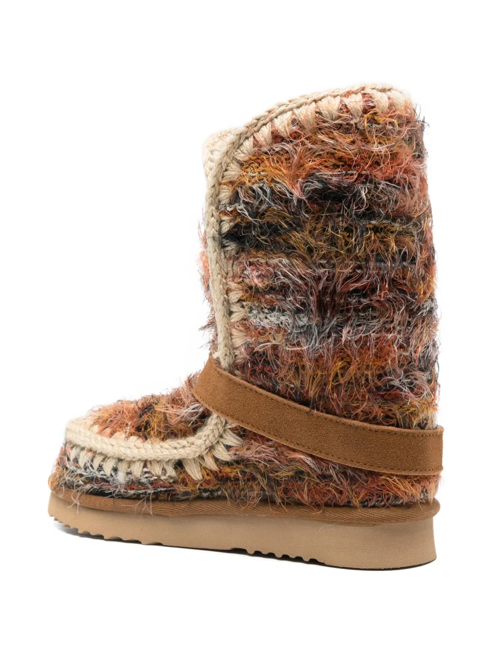 Mou Eskimo 24 Low Heels Ankle Boots In Multicolor Wool In Brown