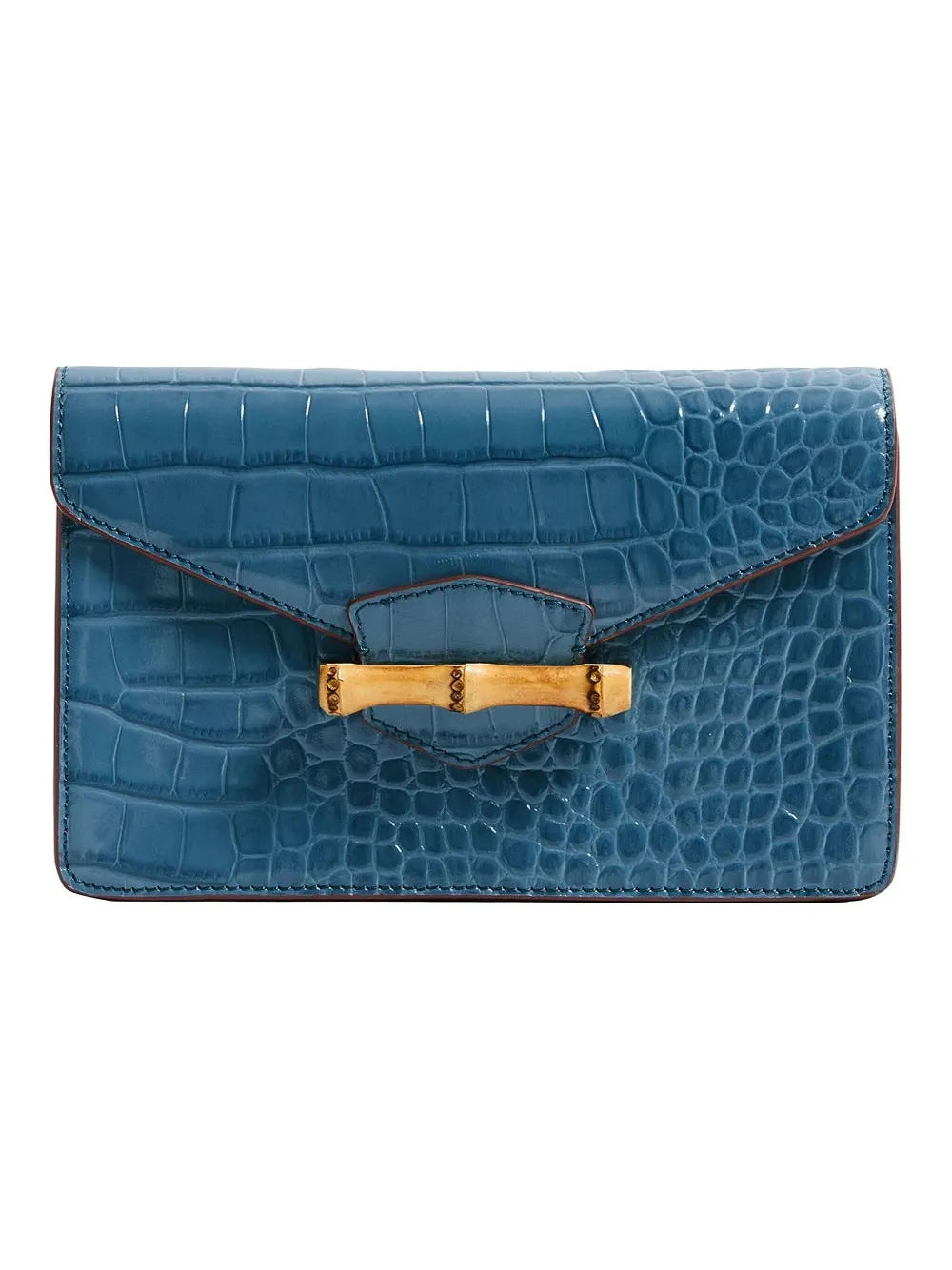 Pamela Munson The Jackie Crocodile-effect Clutch In Blue