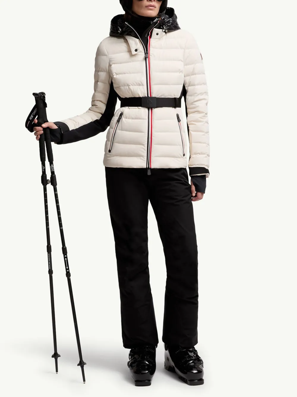 Moncler Grenoble Gewatteerde jas met capuchon Beige