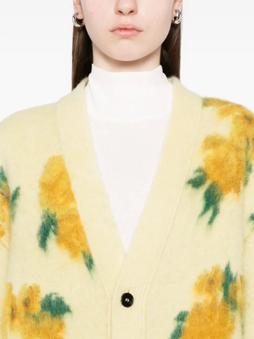 Jil Sander Vest met V-hals en bloemenprint Geel