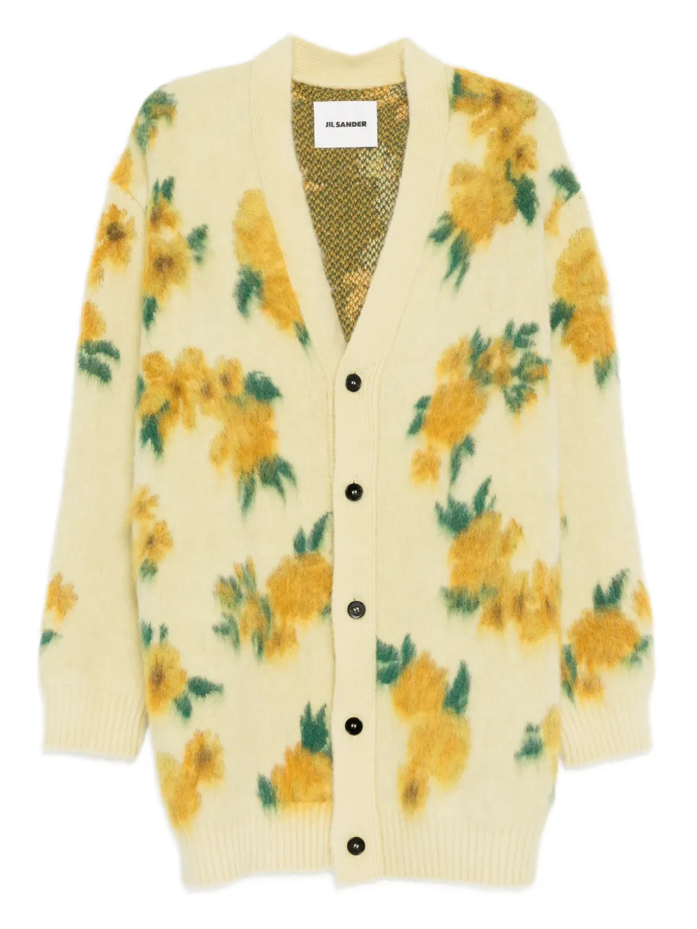 Jil Sander Floral V-neck Cardigan In Yellow