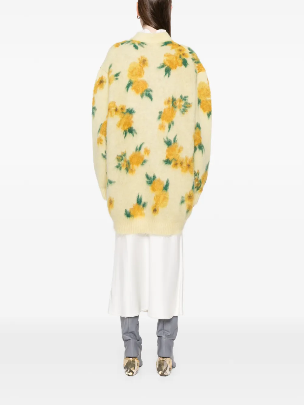 Jil Sander Vest met V-hals en bloemenprint Geel