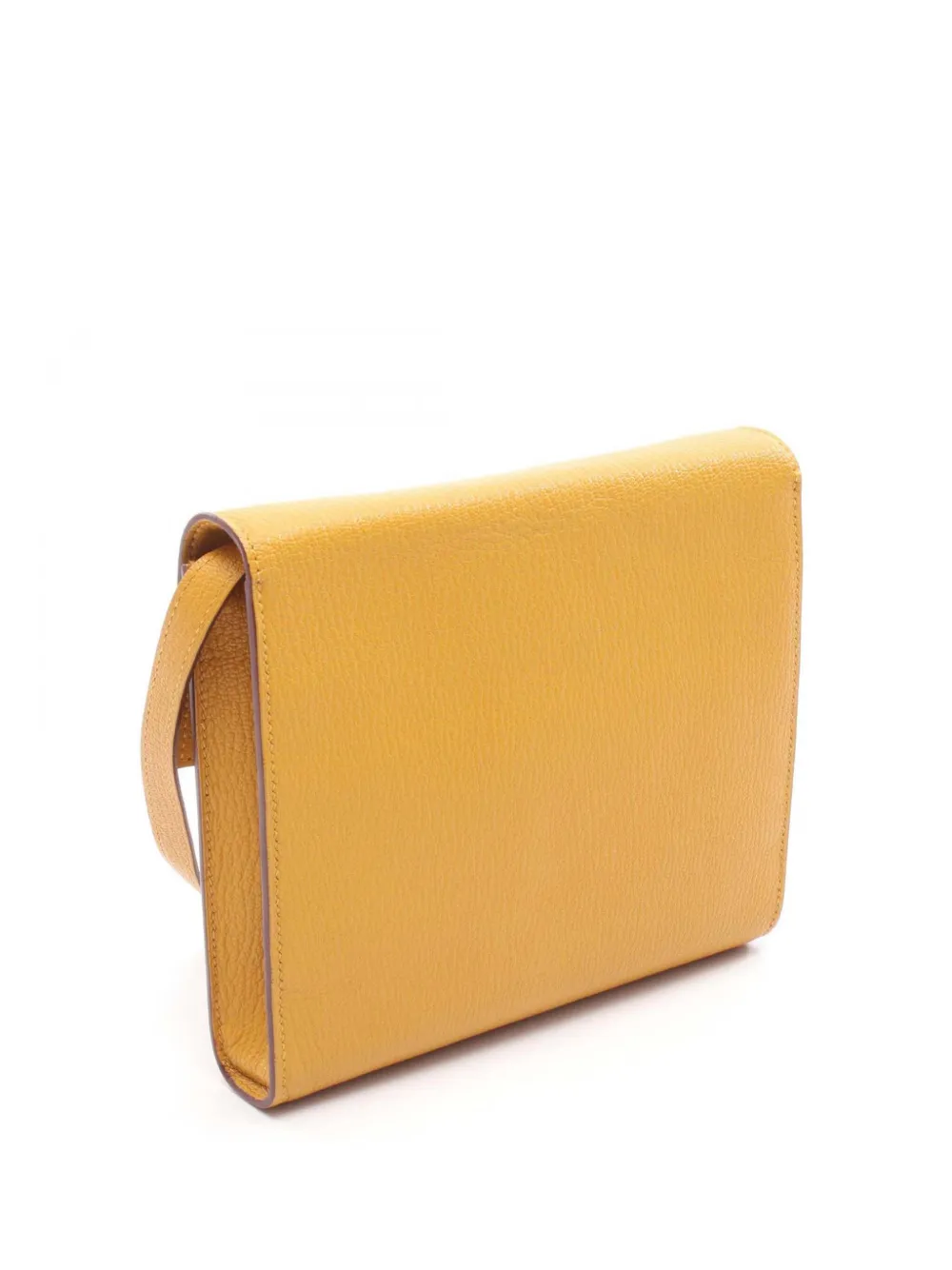 Pre-owned Hermes 2018 Chevre Clic 16 Wallet On Strap Crossbody Bag In Yellow