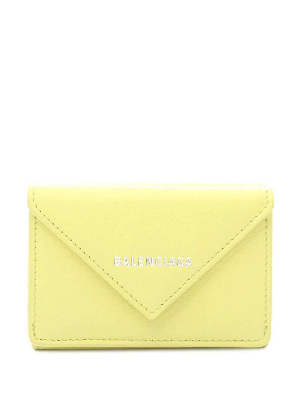 Pre-owned Balenciaga 2010-2025 Mini Calfskin Paper Wallet Small Wallets In Yellow