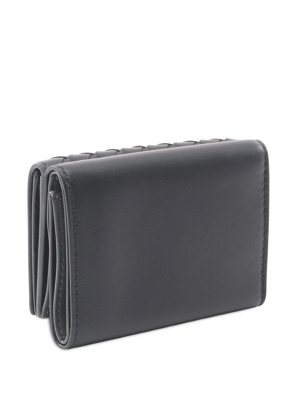 Pre-owned Bottega Veneta 2012-2025 Nappa Intrecciato Trifold Wallet Small Wallets In Black