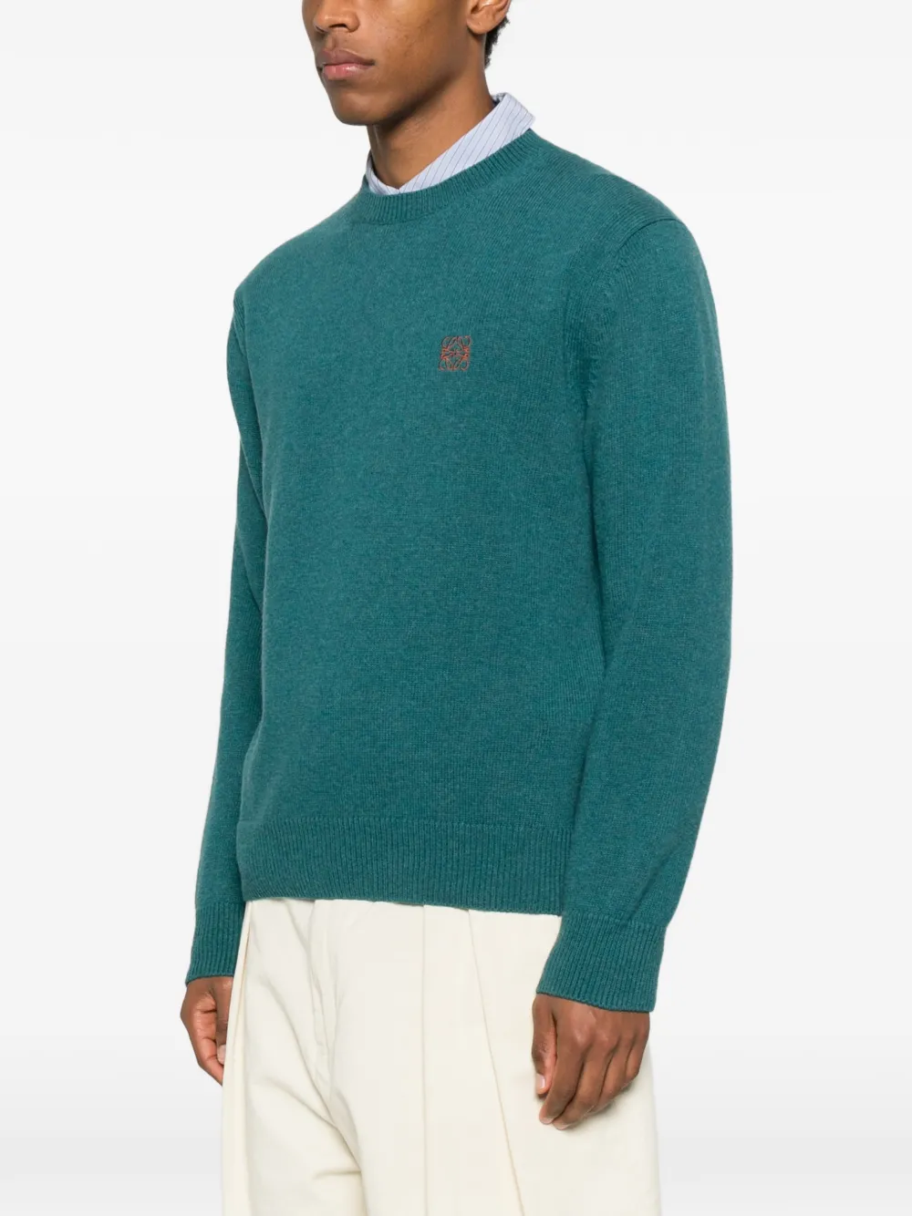  Loewe Logo-embroidered Crew-neck Sweater - Green 