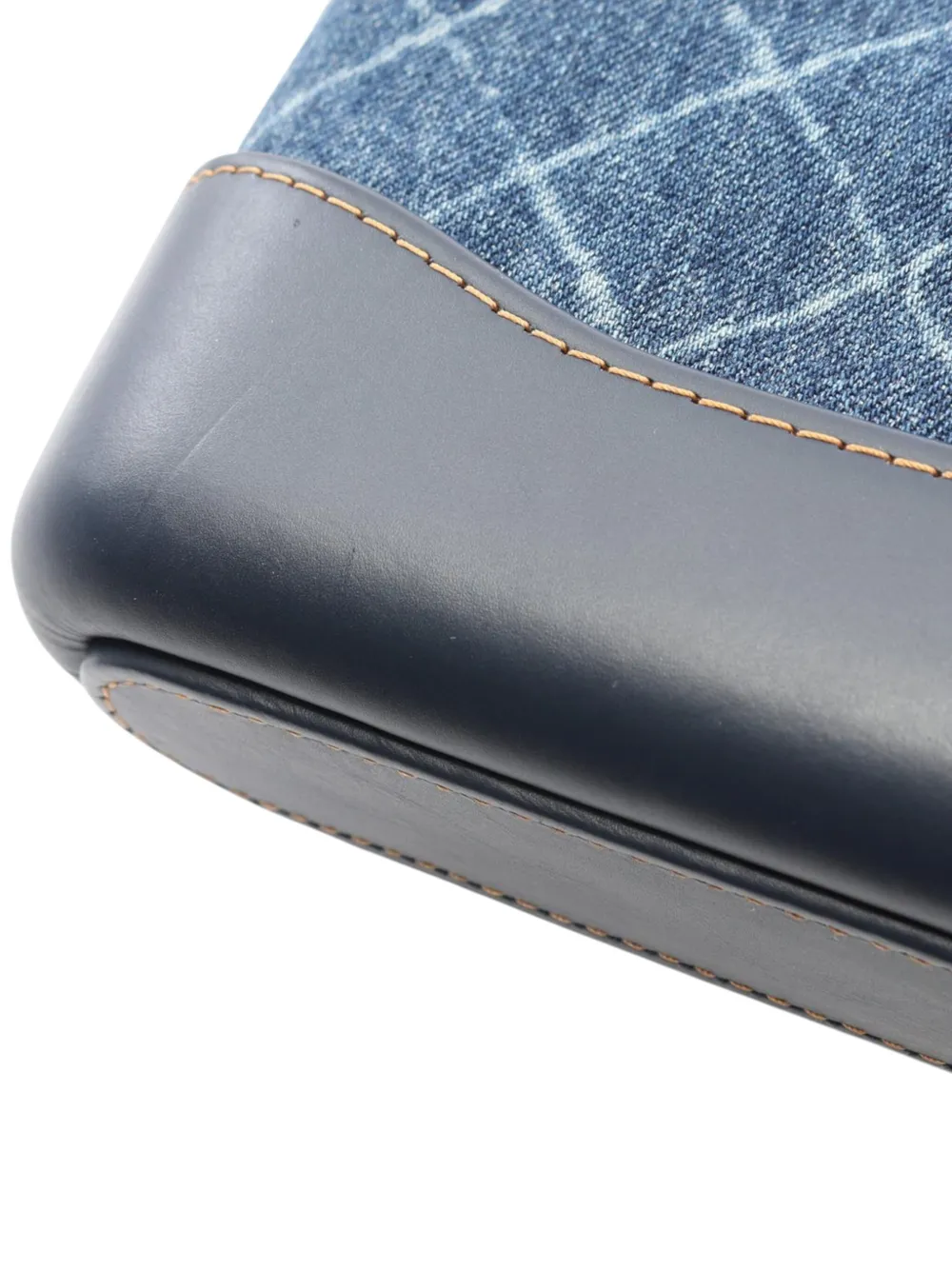 Pre-owned Chanel 2018 Printed Denim And Leather Gabrielle Clutch With Chain Shoulder Bag In Blue